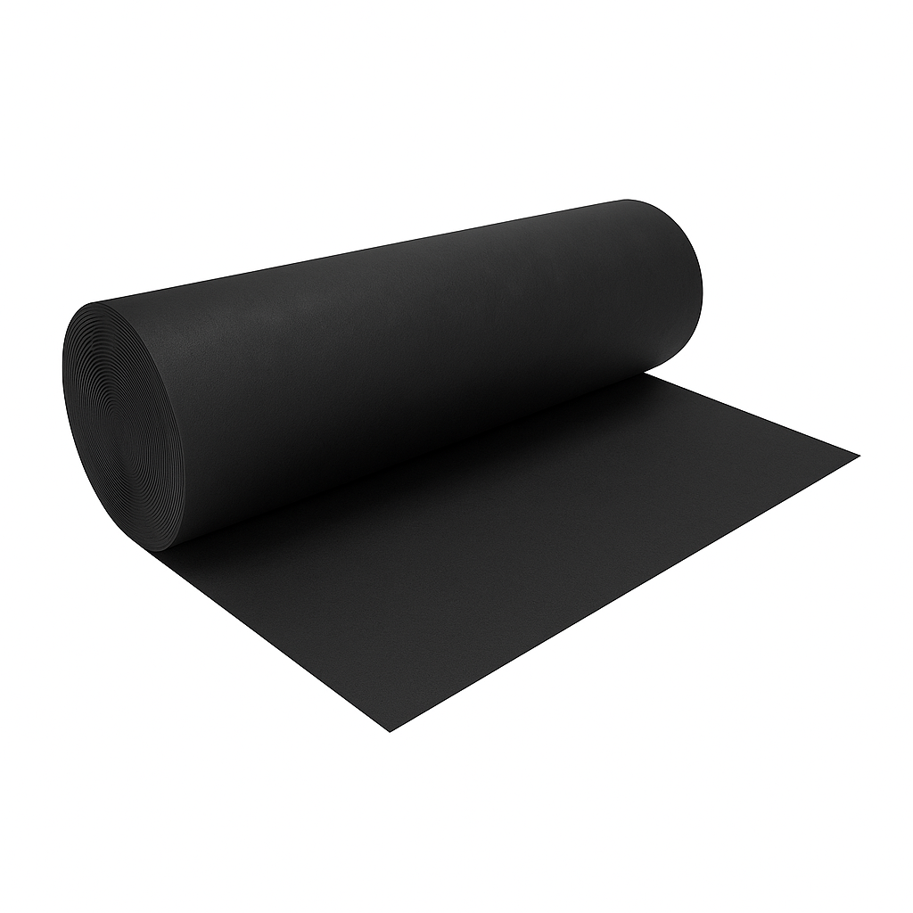 Rubber Runner, Black, 36&quot; x 50&#39; Ft, Slip Resistant Surface, Floor Protection