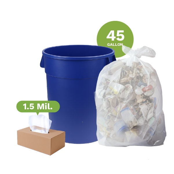 23010 Clear Recycling Bags, Super Tough 45 Galllon, 40"x45", (100-Count)