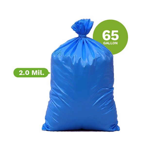 Blue Recycling Bags, Super Though 65 Gallon, (100-Count)