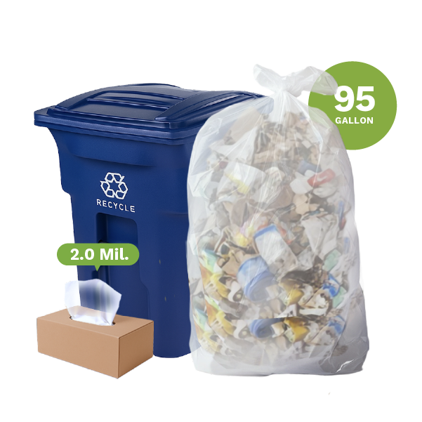 Clear Recycling Bags Extra Tough 95 Gallon (100-Count)