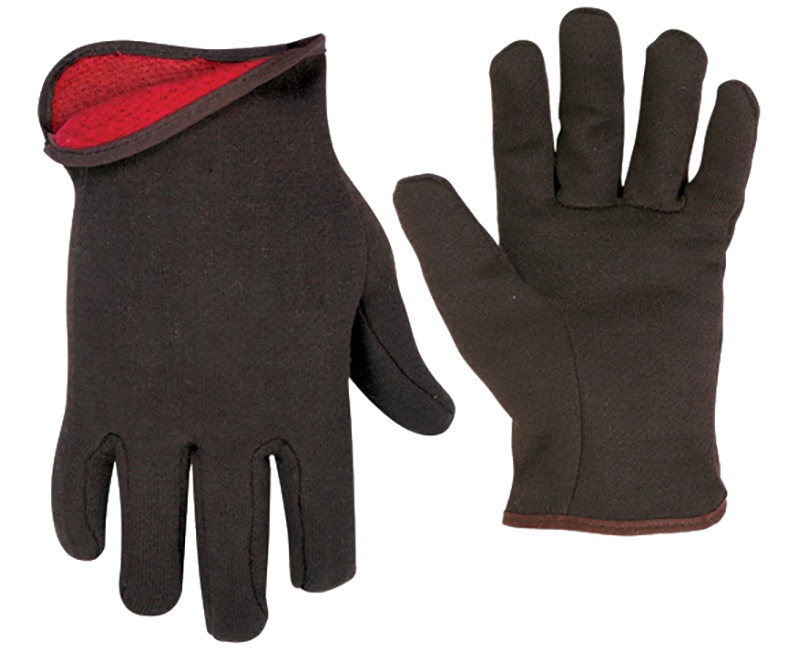 Brown Jersey Gloves For General Purpose With Red Lined (12-Count)