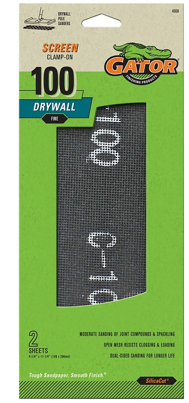 Sanding Drywall Screen 100, 4 1/4&quot; x 11.25&quot; (Pack-2)