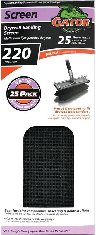 Sanding Drywall Screen 220, 4 1/4&quot; x 11.25&quot; (Pack-2)