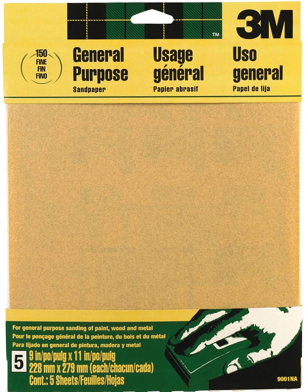 Sand Paper 9&quot;x11&quot; Fine,  #150 (5-Pack)