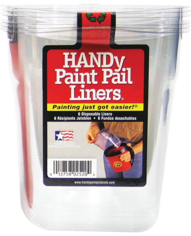 Paint Cup Liners, 1 Qt, Plastic, Clear, Handy Products
