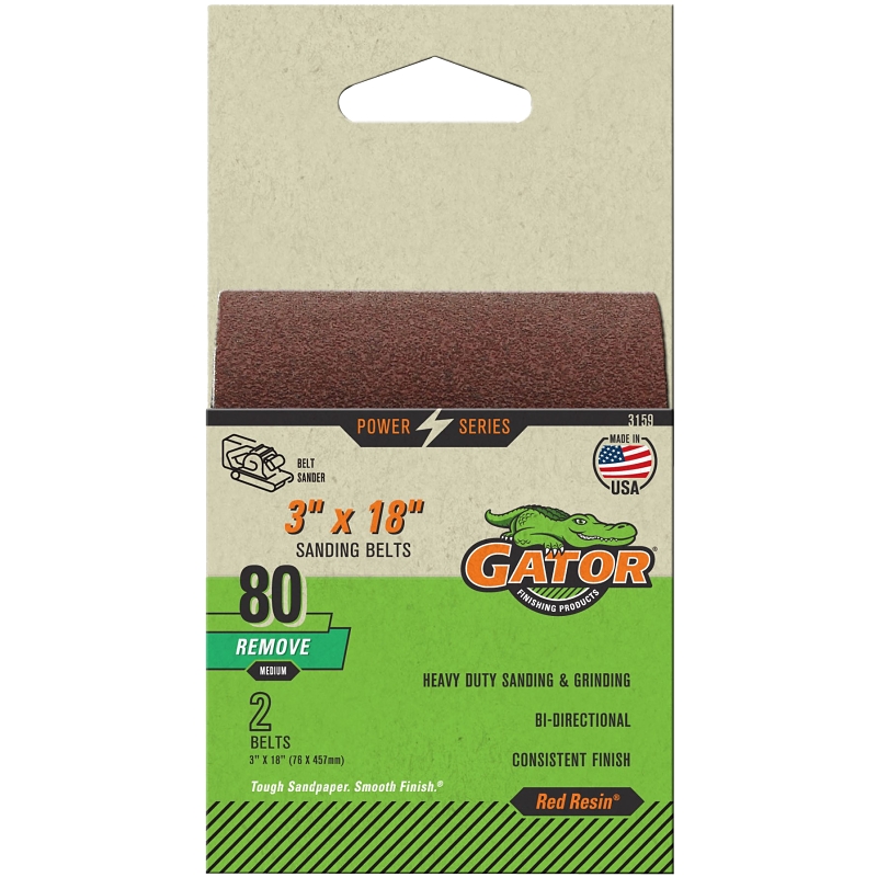 Sanding Belt Fine #80, 3&quot; x 18&quot; (Pack-2)