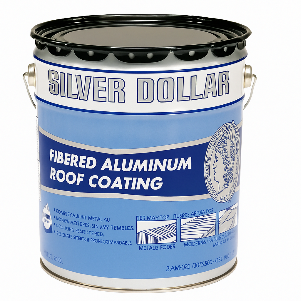 40002 Aluminum Roof Coating, 5 Gallon Fibered Silver Dollar (For Repairing Existing Roofs)