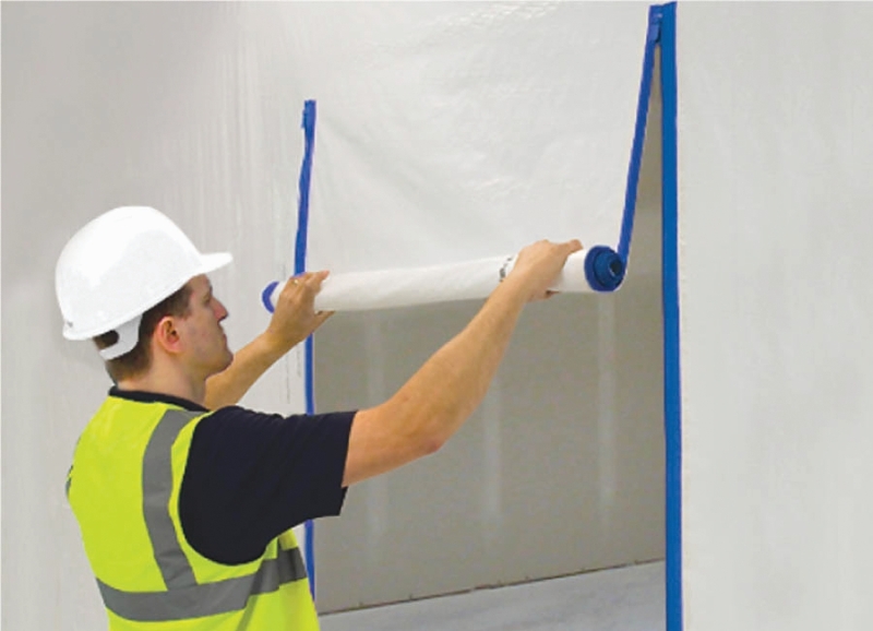 Doorway Shield Zipper, Self Adhesive, 7' L, x 3" W, Polyester, Blue