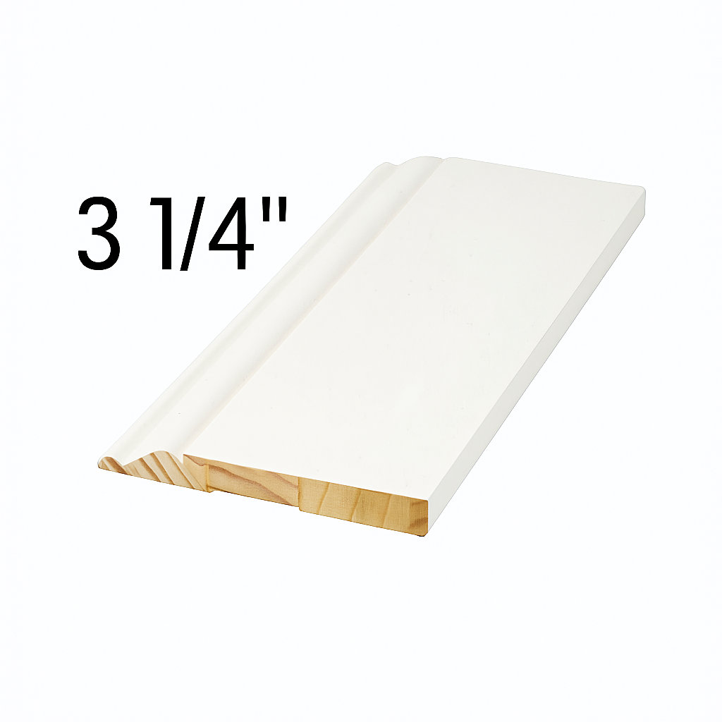 Primed Colonial Base 9/16&quot; x 3 1/4&quot; x 8&#39;