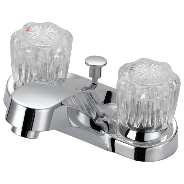 88006 Lavatory Faucet 2 Handle Crystal, 4" Center, With Pop Up Washerless