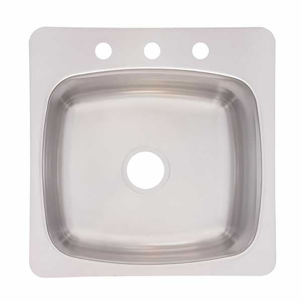 88046 Kitchen Sink 17" X 22" X 3 Hole 8" Deep With Clips, Stainless Steel
