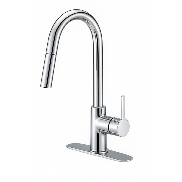 88113 Kitchen Faucet Single Handle, Designers, With 8" Plate for 3 Holes