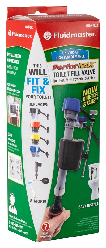 Fluidmaster PerforMAX 400H-002-P10, Toilet Fill Valve Multicolored Plastic For Universal